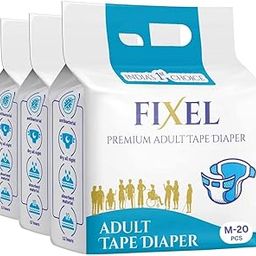 FIXEL Adult Tape Diapers for unisex, Medium size Combo Pack of 3, M (60 PCS)-picture-31