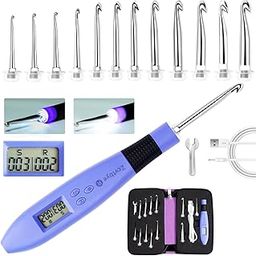Zcvtbye 12 Size Lighted Crochet Hook Set, Ergonomic Counting Crochet Hook Set, Crochet Hooks with Crochet Hook Counter, Light Up Crochet Hooks for Stitch & Row Counter, Crochet Counter with Case-image-52