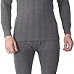 Men's Quilted Steam Disinfected Cotton Thermal Top and Lower Set (Deep Neck Top and Trouser)-image-43