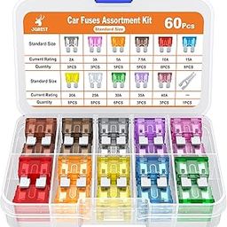 JOREST 60pc Car Fuse Kit - Replacement Fuses Assortment - Standard Blade for Car/RV/Truck/Motorcycle + Auto Fuse Puller-10