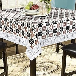 Square Shaped WxL 54x54 Inch 4 Seater Table Cover Waterproof PVC Checkered Pattern Grey-picture-4