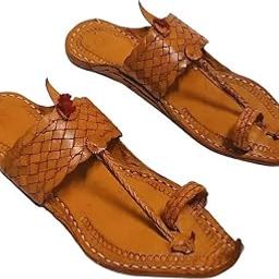 QADUMI Kolhapuri Chappal for Men Stylish | Leather Slippers | Kolapuri Chapal (Tan)-image-53