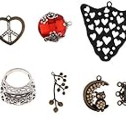 15Pcs Assorted Shapes, Leaf, Triangle, Heart, Antique Charms Pendants Jewelry Making Findings for Necklace Earring Bracelets Accessories DIY Crafts-14