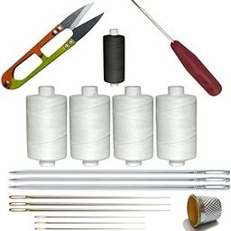 Book Binding Thread/Long Eyed Nickel Book Binder Needles/ 1 Thread Cutter/ 1 Pcs Pin Punching Hole Maker Upholstery Hand Tool Kit with Some Accessories (Combo Pack)-21