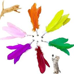 Chuppinz 6PCS Cat Toys, 6-Color Cat Feather Toppers with Bells Replaceable Flying Bird Toy Attachments for Kittens & Persian Cats Safe Cat Toys Accessories (No Wand Included)-25