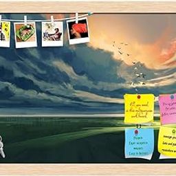 ArtzFolio Man Holding an Umbrella | Bulletin Board Notice Pin Board | Vision Soft Board Combo with Thumb Push Pins & Sticky Notes | Natural Brown Frame | 22 x 16 inch (56 x 41 cms)-picture-19