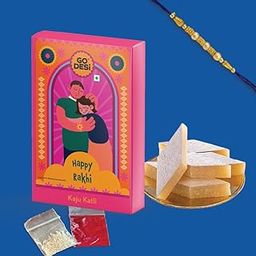 Kaju Katli 100 grams and Rakhi Combo by GO DESi, Indian Sweets Mithai, Rakhi Gift, Hamper-image-13