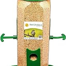 Amijivdaya Plastic Hexagon Shape Bird Feeder with Holding Handle with 6 Feed Nozzles - Heavy Duty Hanging Bird Food Feeder for Balcony, Outdoor (Large, Green)-picture-6