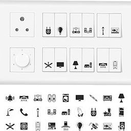 Black & White Switch Board Stickers - 3 Self-Adhesive Sheets, Electric Labels, Transparent Stickers for Home Wall Switches-picture-21