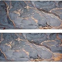 Kuber Industries Pack of 2 Kitchen Mats for Floor | Floor Carpet | Carpet for Home | Runner for Kitchen | Carpet Rug for Entrance | Kitchen Floor Runner | Anti-Skid | Golden Marble | Grey-image-20