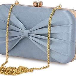 Women's Bow Frame Clutch Bags | Detachable Chain Sling Strap | Ladies Purse Wallet-32