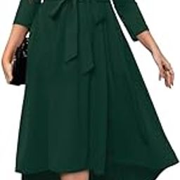 Women Plus Size V-Neck Party Cocktail High-Low Maxi Dress-image-78