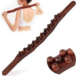 ACUWORLD Massage Roller stick Wood Gua Sha Tool Wooden Scraping Therapy Massage for Body Neck Shoulder Back Massager for, Muscle Belly Relief Tool (31 ball)-image-48