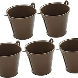 UJEAVETTE 5X Small Metal Buckets Ornament Mini Candy Tiny for Yard Party Lawn Brown-image-46