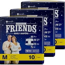 Friends Overnight Adult Diapers Tape Style - 30 Count (Medium) with with odour lock, Unisex, Leakproof and Anti-Bacterial Absorbent Core - Waist Size 28.35-51.18 inch; 72-130 cm-image-76