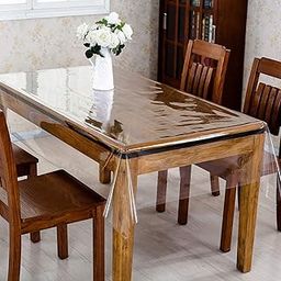 Kuber Industries Table Cloth for 6 Seater Dining Table|Dining Table Cover 6 Seater|Table Sheet For dining, Party, Events|Waterproof Table Protector|Indoor And Outdoor Use (Transparent)-21