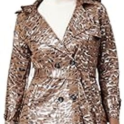 Women's Long Sleeves Abstract Longline Lapel Collar Brown Trench Coat-246A_Brown-11