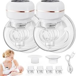 FFUNX Electric Breast Pump Hands Free Breast Pump Wearable Breast Pump Portable Breast Feeding Pumps with 3 Modes & 9 Levels, Painless Low Noise Touch Screen Baby Pump with 2 Pack-image-54