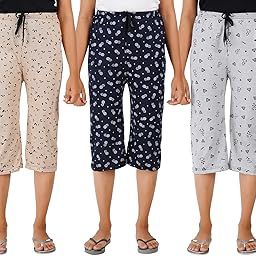 Women Stylish Fashion Cotton Printed Capris Multicolor Pack Of 3-15