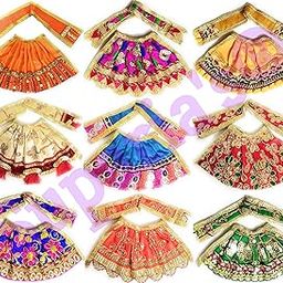 Suparia's® MATA Rani Dress Lehanga Patak/Chunri (Set of 9; Mix Designs) for Devi Ji Lehenga Choli Set (Size: 2 no.)-picture-29