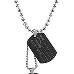 Military Name tag Debossed Black Stainless Steel Necklace Chain for Men and Women-image-98