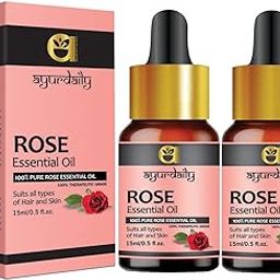 Ayurdaily Rose Essential Oil 100% Therapeutic & 100% pure & Natural, Hair & Skin 15ML - Set of 2 Pcs-image-9