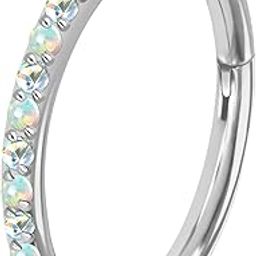 16G 20G F136 Titanium Nose Ring Hoop for Women, 6mm 8mm 10mm AB CZ and White Opal Septum Ring, Helix Cartilage Rook Earrings Piercing Jewelry-image-45