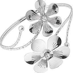 Silver Plated Parties/Wedding 'Floral Serenity' Flower Upper Arm Bracelet Armlet Cuff Band Bangle For Women And Girls (Bracelet0605) 1 Pc-image-97