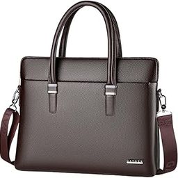 Men Briefcase Zipper Stylish Waterproof Shoulder Bag for Business Men Travel Brown-38