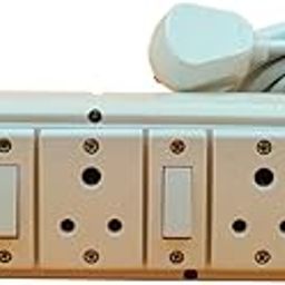 Electric Junction Switch Board Multi Outlet Power Box with individual Switch Socket with heavy Duty Long Extension Wire Strip Cords for Home White-Green/Blue Pack of 1 (3 Meter Wire)-image-49