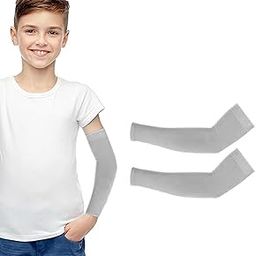 INFISPACE Boy's & Girl's Arm Sleeves Protectors with Thumb Hole for Sports, Cycling, Cricket, Riding | Sun Protection from Sun & Dust (Age: 8 to 16 Years) (Random Colors)-image-20