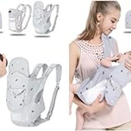 SNOWIE SOFT® Baby Carrier for 0 to 3 Year, Summer Breathable Structured Sling Inward-Facing Carrying Bag 2 in 1 Adjustable New Born Grey 2PCS-image-6