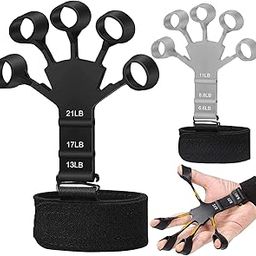 2 Pcs New Grip Strength Trainer, Finger Strengthener, 6 Resistant Level Finger Exerciser, Hand Strengthener for Strength Training, Finger Flexion Extension Training, Black & Grey-image-92