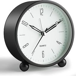 Taglich Silent Analog Alarm Desk Clock - Round Shaped Table Clock with Non-Ticking Movement for Bedroom, Living Room, Study Table & Office, Compact & Stylish Bedside Clocks for Home Decoration(Black)-8