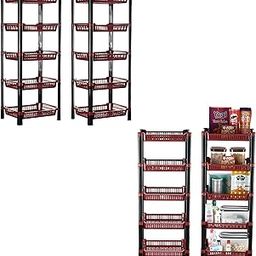 Kuber Industries Pack of 4 Multipurpose Kitchen Organizer/Storage Rack | 5-Layer Onion Stand For Kitchen | Vessels & Vegetable Organiser | Maroon-78