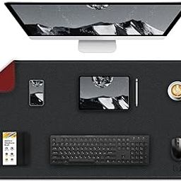 Tukzer Extended Vegan PU Leather Mouse Pad Desk mat Smooth Reversible Dual Color Splash Proof Anti Fray Stitched Edges Non-Slip Mousepad for Laptop Notebook Gaming Computer(Black & Red 90CM X 45CM)-26