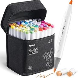 Ohuhu Alcohol Markers Brush Tip: 48-Color Double Tipped Art Marker Set for Artist Adults Coloring Illustrations -Honolulu -Brush & Chisel -Refillable-image-17