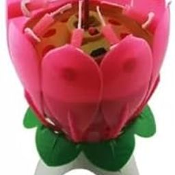 Universal Happy Birthday Pink Lotus Design Rotating Musical Candle-image-13