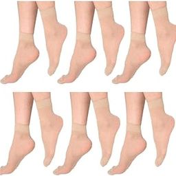 Women Girls Pack of 3 Pairs Skin Color Premium Sun Protection Nylon Ankle Thumb Socks for Women(sty)-50