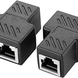 Mak World® RJ45 1x2 Adapter 1-Port Female to 2-Port Female Socket Y Adapter Extender Plug LAN Network Connector for CAT5, CAT5E, CAT6, CAT7 - Black (2 Pcs Pack)-19