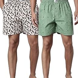 Men's Printed Boxer (Pack of 2) | Side Pocket | Soft Elastic Waistband | Breathable Fabric-17