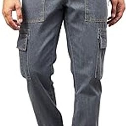 Men's Loose fit Ice Grey Cargo Jogger Jeans-image-2