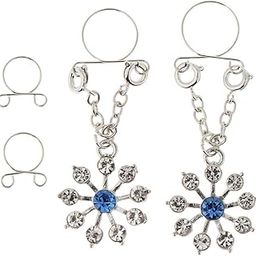 Lr Decor Bazaar 1 Pair Lady Crystal Flower Dangle Non Piercing Ear Ring Body Jewelry Blue Jewelry & Watches | Fashion Jewelry | Body Jewelry | Body Piercing Jewelry-image-62