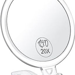 20x Magnifying Mirror, AMISCE Travel Handheld Mirror - 2-Sided Hand Held Mirror with 1X 20X Magnification & Adjustable Handle/Stand, Portable Small Travel Makeup Mirror, Girl Women Mother's Gift-29