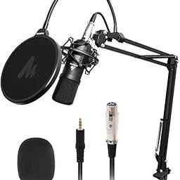 Maono AU-A03 Condenser Microphone Kit Podcast Mic with Boom Arm Microphone Stand (Black)-image-91