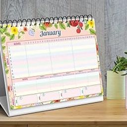 Habit Tracker Desk Calendar | 12 Month Undated Daily | Weekly | Monthly Habit Planner Journal (Desk top Landscape) (Floral)-22