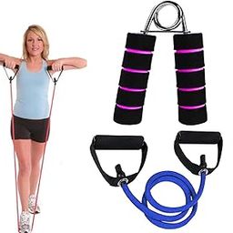 Resistance Tube & Hand Exercise Grip for Workout with Handle for Home Gym Use Stretching Resistance Band Toning Tube-image-95