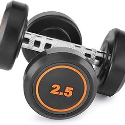 Healthex Round Dumbbells I Professional Rubber Coated With Fixed Steel Hand Rod Dumbbell For Men & Women Pack of 2 (2.5kg x 2)-16