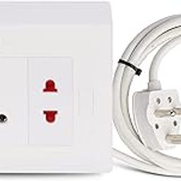 CORDNET 3 Module Electric Extension Cord for Small and Heavy Duty Appliances 6 AMP Plug & 3 Core Copper Wire High Power (3000W) Power Strip- White (Style 2, 20 Meter)-24