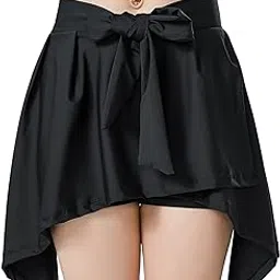 quecy Women' s Tennis Skirts Athletic Skorts Workout Gym Shorts Bow Running Sport Skirt Shorts| Black| M-picture-27